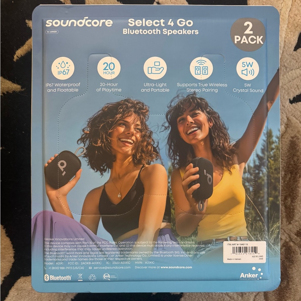 NWT Soundcore Select 4 Go Bluetooth Speakers - Black (2 Pack) - Picture 3 of 5